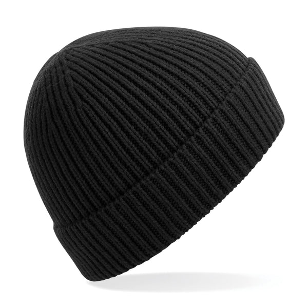 Engineered knit ribbed beanie (Embroidered)