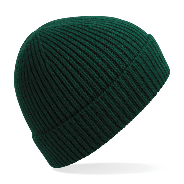 Engineered knit ribbed beanie (Embroidered)