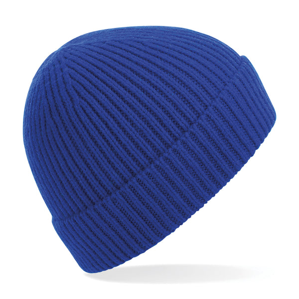 Engineered knit ribbed beanie (Embroidered)