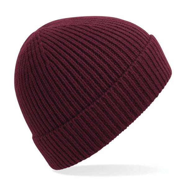 Engineered knit ribbed beanie (Embroidered)