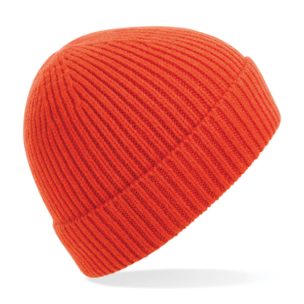 Engineered knit ribbed beanie (Embroidered)
