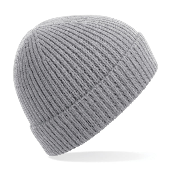 Engineered knit ribbed beanie (Embroidered)