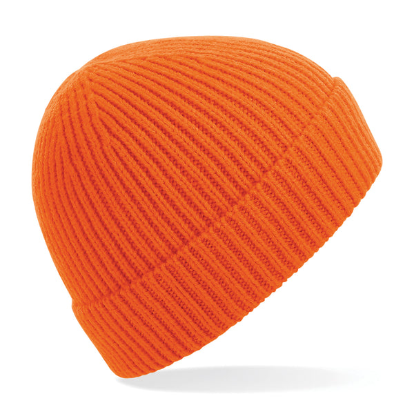 Engineered knit ribbed beanie (Embroidered)