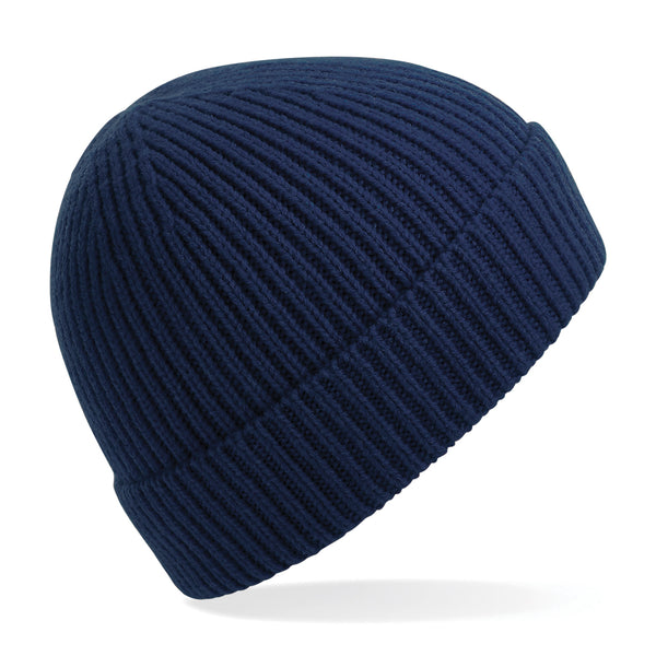 Engineered knit ribbed beanie (Embroidered)