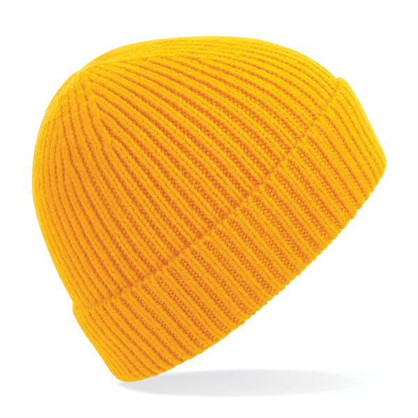 Engineered knit ribbed beanie (Embroidered)