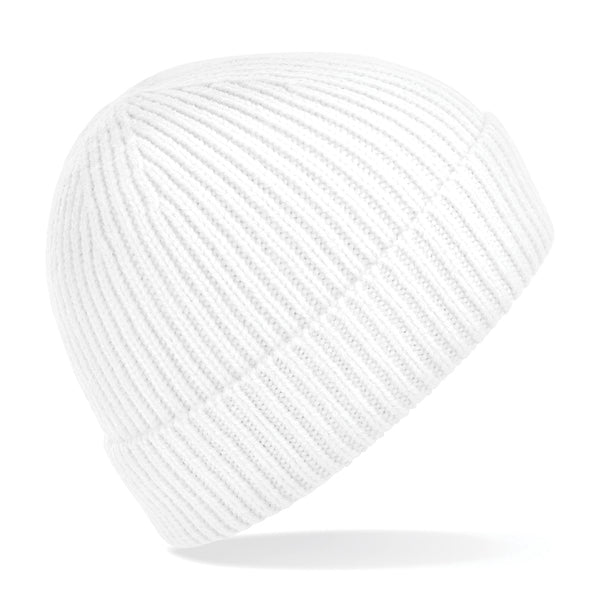 Engineered knit ribbed beanie (Embroidered)
